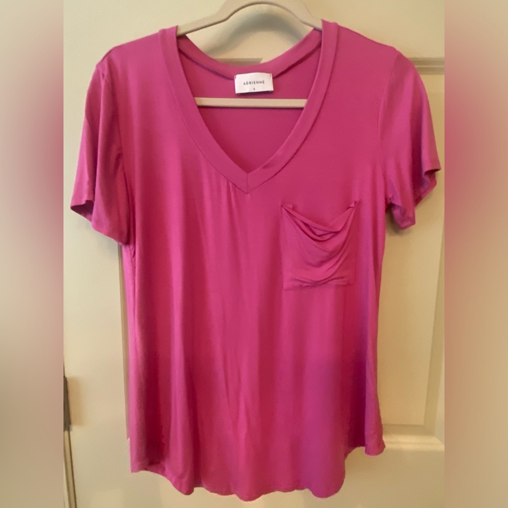 Soft v-neck tee with pocket.